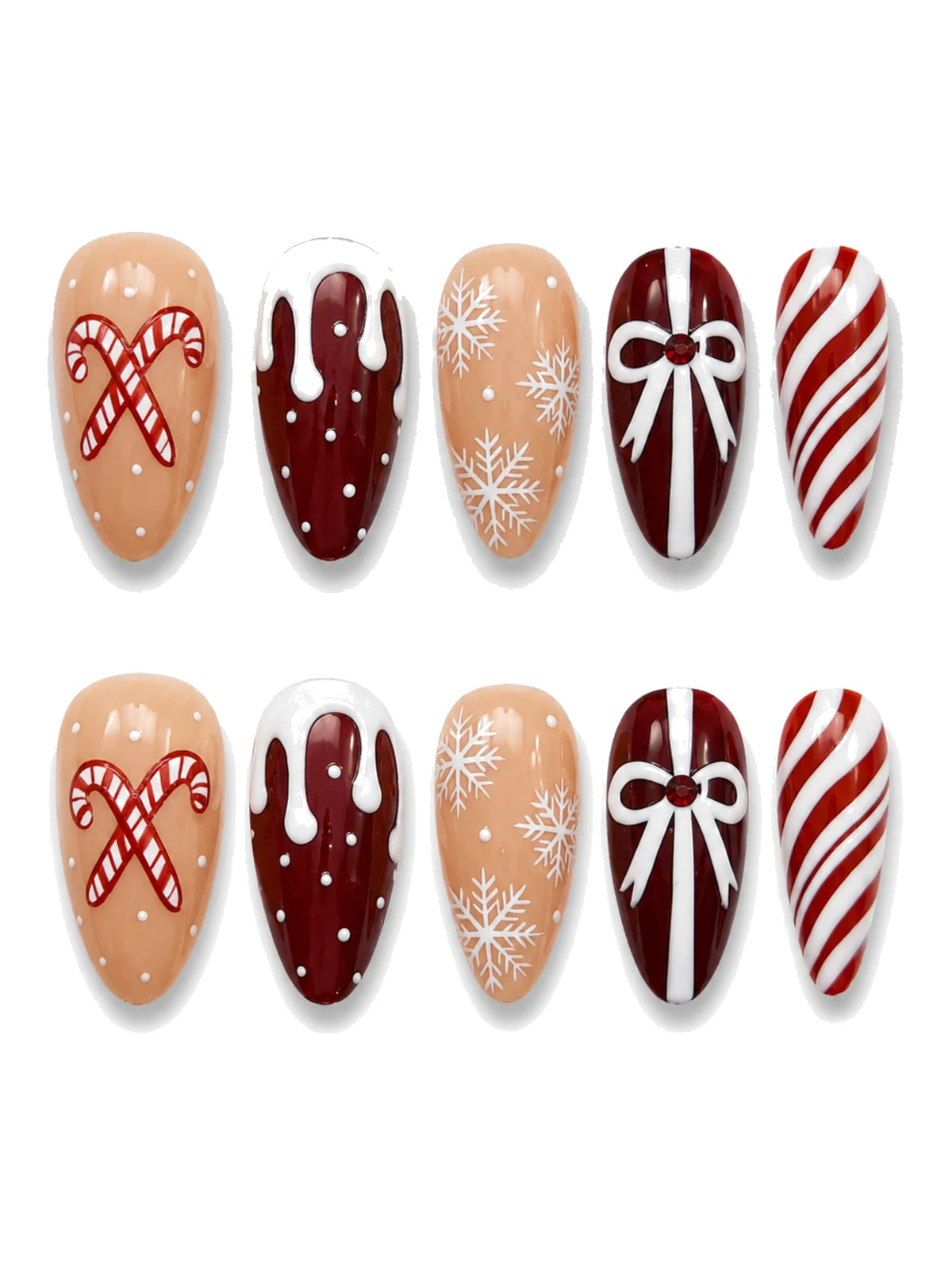 Ribbon Cane press-on nails set