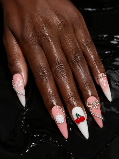 Rose Chain Romance Bow Press-On Nails - hand1