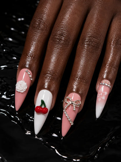 Rose Chain Romance Bow Press-On Nails - hand2