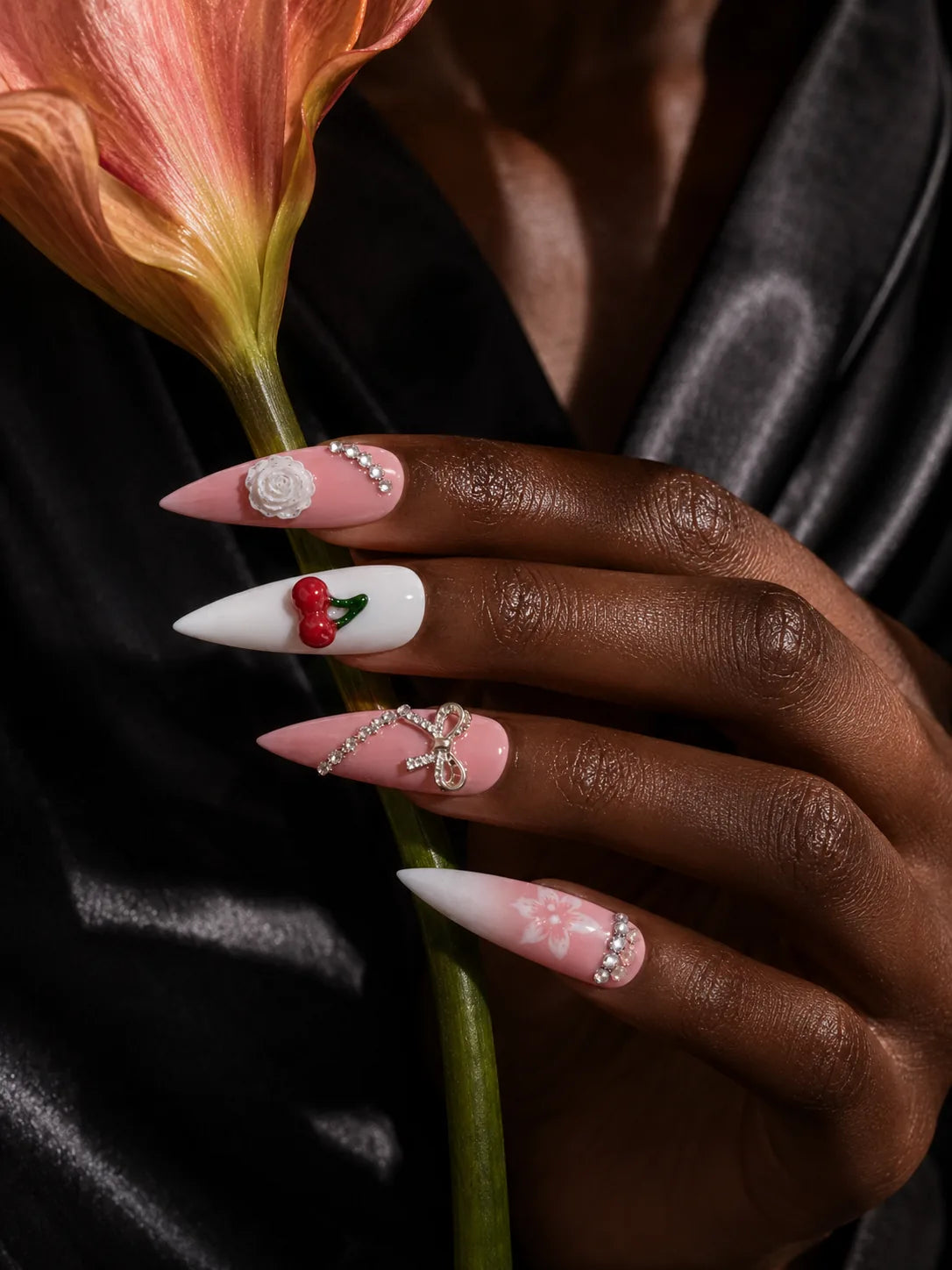 Rose Chain Romance Bow Press-On Nails - life1