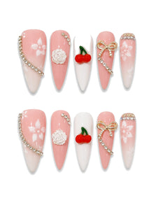Rose Chain Romance Bow Press-On Nails