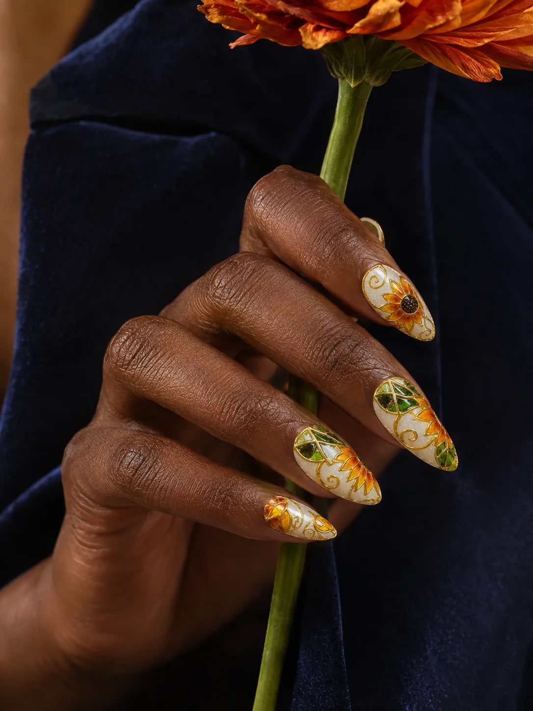 Stained Glass Sunflower Press-On Nails - life1