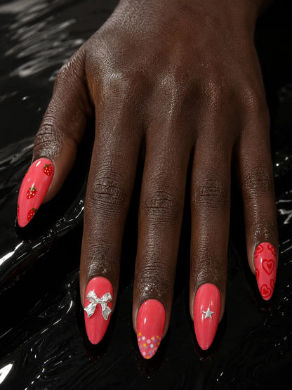 Strawberry Kiss Polka Dot Press-On Nails - hand1