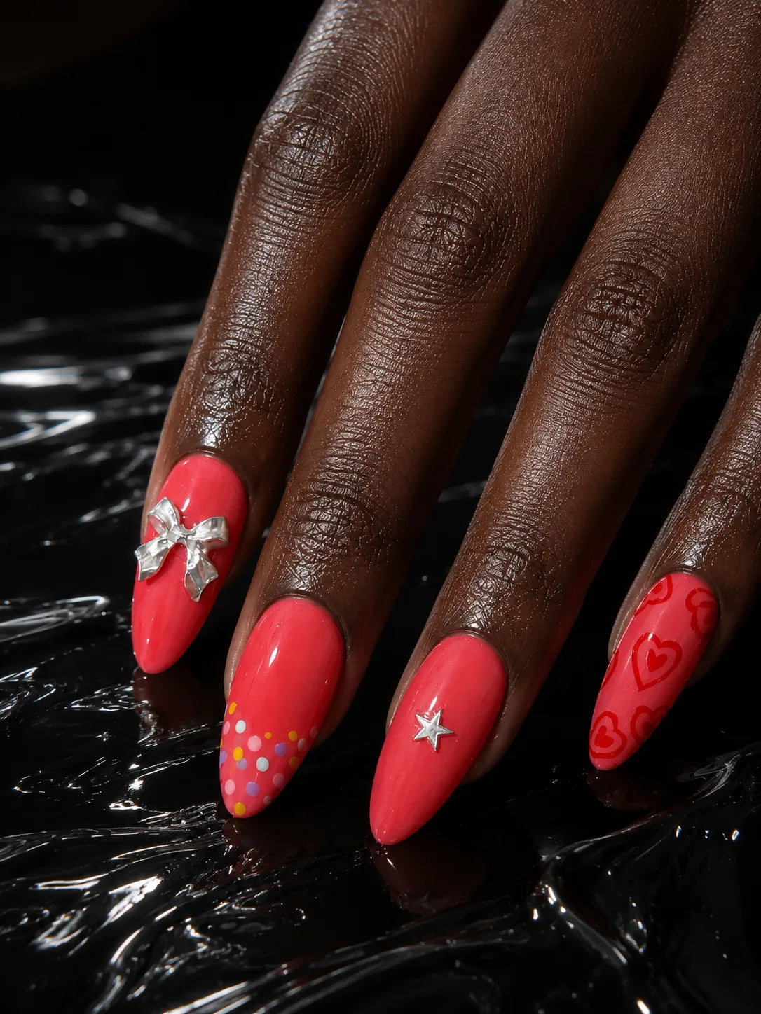 Strawberry Kiss Polka Dot Press-On Nails - hand2