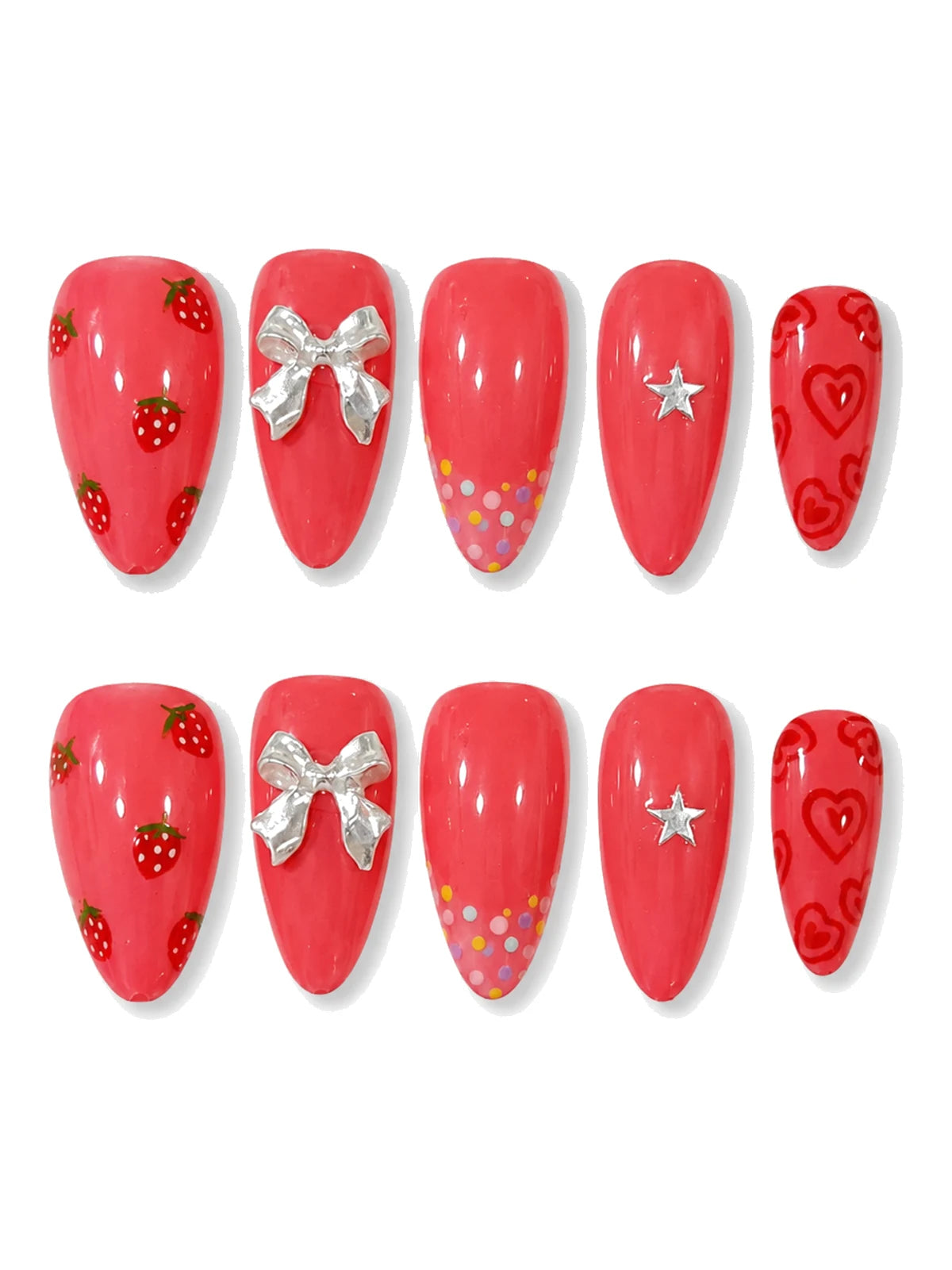 Strawberry Kiss press-on nails set