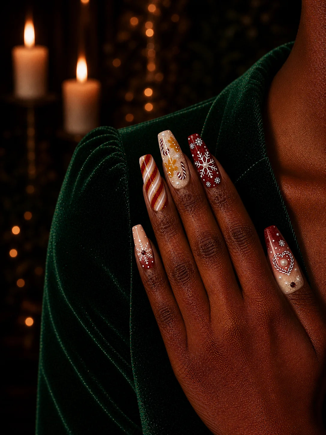 Sugar Frost Pearl Snowflake Press-On Nails - life2
