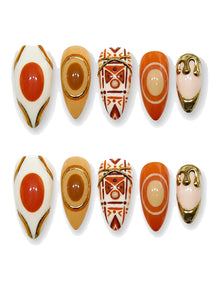 Terracotta Sun Gold Trim Press-On Nails