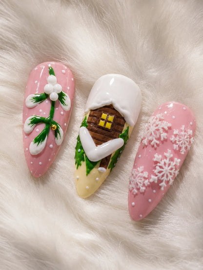 Winter Wonderland Sweets Press-On Nails - closeup